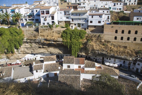 Cave dwellings and whitewashed houses Setenil de las Bodegas, Cadiz province, Spain, Europe