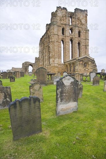 Eighteenth and nineteenth century gravestones at Tynemouth priory, Northumberland, England, United Kingdom, Europe
