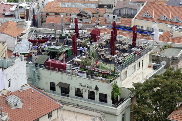 View from Galata Tower on roof terrace, Istanbul, European part, Turkey, Asia