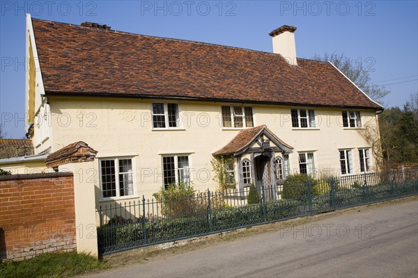 Historic detached rural farmhouse with plasterwork pargetting, Chattisham, Suffolk, England, United Kingdom, Europe