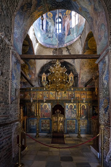 Interior view, altar, church Vlatades Monastery, also Holy Monastery Vlatodon, Thessaloniki, Macedonia, Greece, Europe