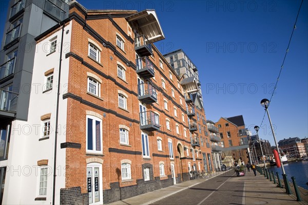 Converted maltings apartments, Wet Dock waterside redevelopment, Ipswich, England, United Kingdom, Europe