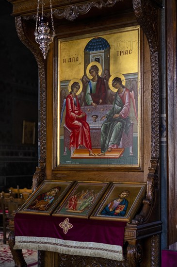 Interior view of Hagia Sofia Church, also Agia Sofia, shrine, image of a saint, Thessaloniki, Macedonia, Greece, Europe