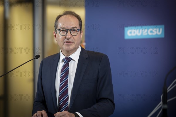 Friedrich Merz, CDU party chairman, CDU/CSU parliamentary group leader, during a press statement in front of a parliamentary group meeting. Berlin, 20.02.2024