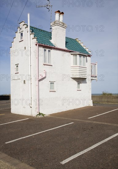 Tiny miniature seaside house called Fantasia on the seafront at Aldeburgh, Suffolk, England, United Kingdom, Europe