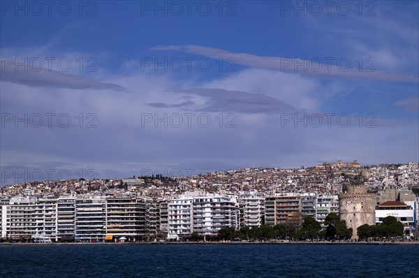 Skyline, White Tower, Acropolis, Old Town, Heptapyrgion, Fortress, Citadel Promenade, Thessaloniki, Macedonia, Greece, Europe