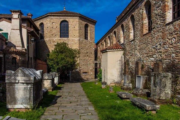 Lapidarim, Basilica di Santa Eufemia, Citta vecchia, island of Grado, north coast of the Adriatic Sea, Friuli, Italy, Grado, Friuli, Italy, Europe