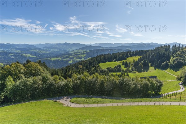 Alpine view from the Pfaender, 1064m, local mountain of Bregenz, Vorarlberg, Alps, Austria, Europe