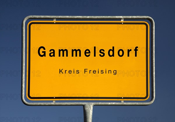 Gammelsdorf town sign, municipality in the district of Freising, Bavaria, Germany, Europe