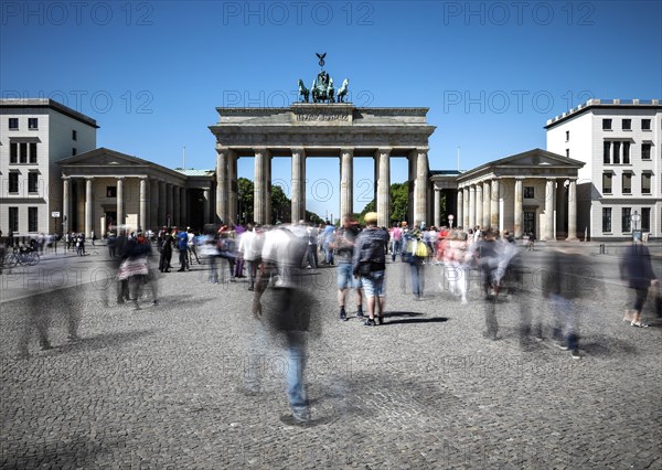 Long exposure with tourists at Berlin's landmark, the Brandenburg Gate, 06/05/2018