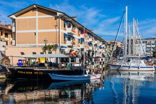 Fishing boats in the harbour, island of the lagoon town of Grado, north coast of the Adriatic Sea, Friuli, Italy, Grado, Friuli, Italy, Europe