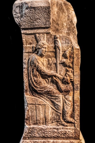 Votive altar with Aquileia and Roma, 238 AD, National Archaeological Museum, Villa Cassis Faraone, UNESCO World Heritage Site, important city in the Roman Empire, Friuli, Italy, Aquileia, Friuli, Italy, Europe