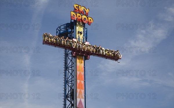 Sky Drop freefall gravity funfair ride Pleasure Beach, Great Yarmouth, Norfolk, England, United Kingdom, Europe