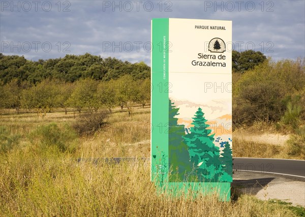 Sign for Sierra de Grazalema natural park, Cadiz province, Spain, Europe