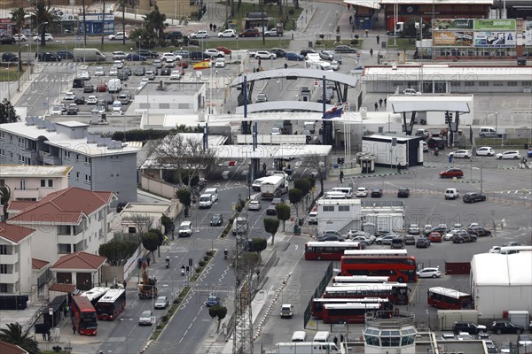 View of Gibraltar airport and the border crossing to Spain, 14/02/2019