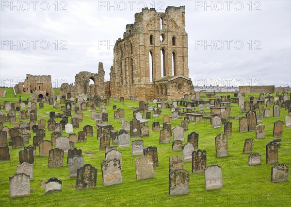 Eighteenth and nineteenth century gravestones at Tynemouth priory, Northumberland, England, United Kingdom, Europe