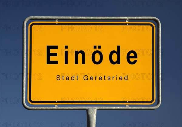 Town sign Einoede, part of the town of Geretsried, district of Bad Toelz-Wolfratshausen, Bavaria, Germany, Europe