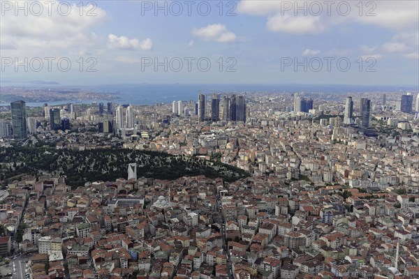 View from Istanbul Sapphire, to the south with Bosphorus and Marmara Sea, Levent, Besiktas, Istanbul, European part, Istanbul province, Turkey, Asia