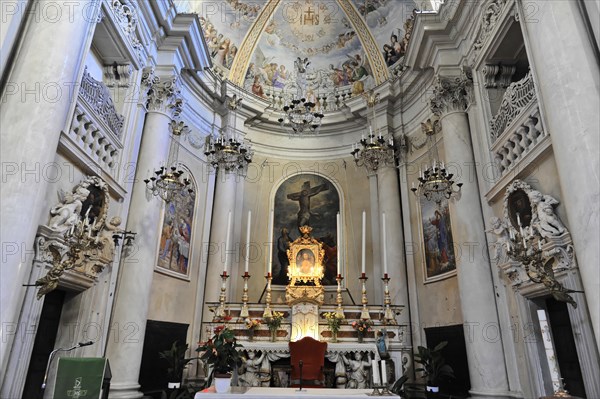 Altar area, pilgrimage church, Renaissance church of San Biagio, architect Antonio da Sangallo, built 1519-1540, Montepulciano, Tuscany, Italy, Europe