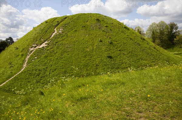 Thetford mound, a medieval motte and bailey castle, Thetford, Norfolk, England, United Kingdom, Europe