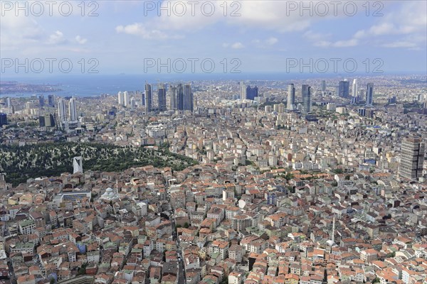 View from Istanbul Sapphire, to the south with Bosphorus and Marmara Sea, Levent, Besiktas, Istanbul, European part, Istanbul province, Turkey, Asia