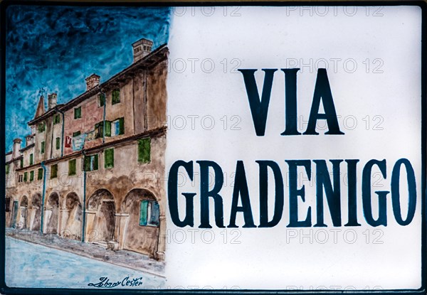 Old town sign, Citta vecchia, island of Grado, north coast of the Adriatic Sea, Friuli, Italy, Grado, Friuli, Italy, Europe
