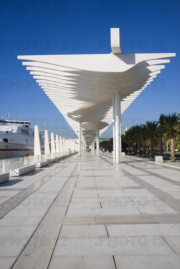 Quay two El Palmeral de las Sorpresas port development of the modern new cruise terminal, Malaga, Spain, Europe