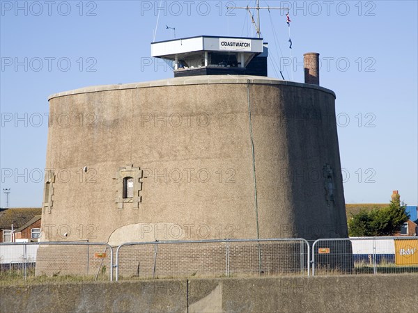 The National Coastwatch Institution look-out in martello tower P at Felixstowe, Suffolk, England, United Kingdom, Europe