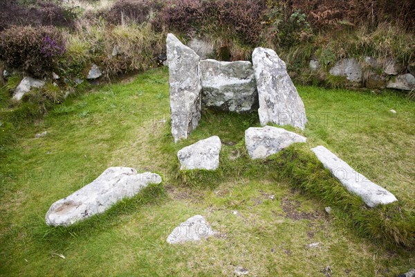 Chysauster Ancient Village is a late Iron Age and Romano-British village of courtyard houses in Cornwall, England, United Kingdom, Europe