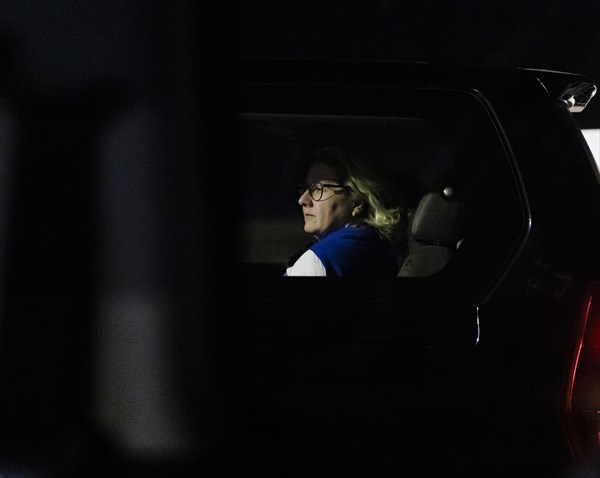 Svenja Schulze (SPD), Federal Minister for Economic Cooperation and Development, sits in the car after arriving in Abuja, Nigeria, 4 February 2024.photographed on behalf of the Federal Ministry for Economic Cooperation and Development, Africa