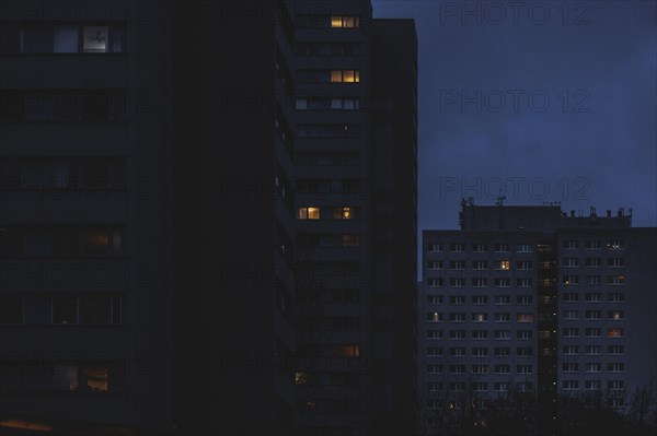 Light burning in a block of flats in Berlin, 20/02/2024