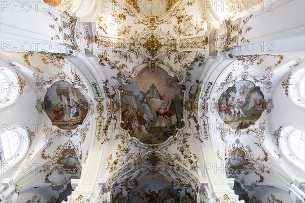 Pilgrimage church, interior view, Andechs Monastery, Fuenfseenland, Pfaffenwinkel, Upper Bavaria, Bavaria, Germany, Europe