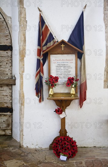 War remembrance memorial Holy Trinity church, Blythburgh, Suffolk, England, United Kingdom, Europe