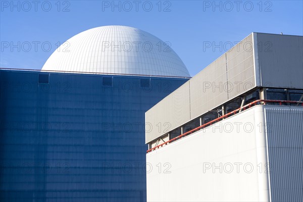 White dome of pressurised water reactor PWR of Sizewell A nuclear power station, near Leiston, Suffolk, England, United Kingdom, Europe