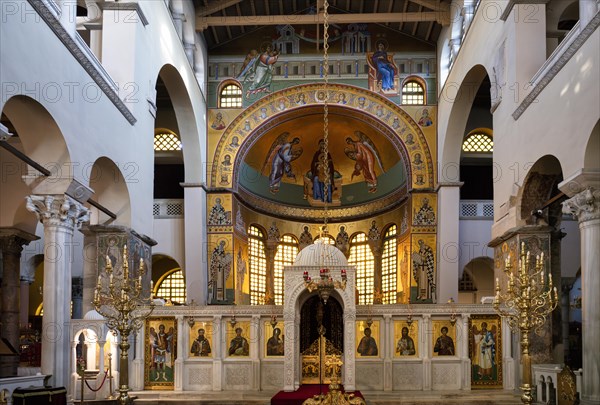 Interior view of Hagios Demetrios Church, also known as Agios Dimtrios or Demetrios Basilica, Thessaloniki, Macedonia, Greece, Europe