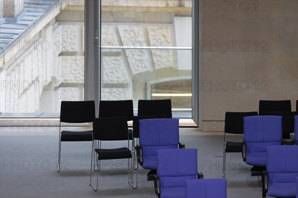 Additional chairs in the back rows of the plenary of the German Bundestag, Berlin, 19/02/2024