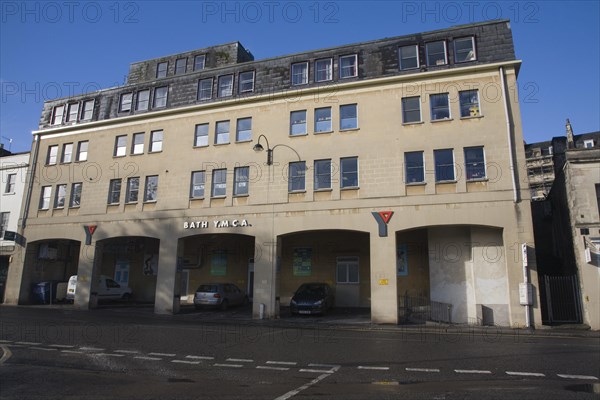 Frontage of YMCA hostel building, Walcot Street, Bath, England, United Kingdom, Europe