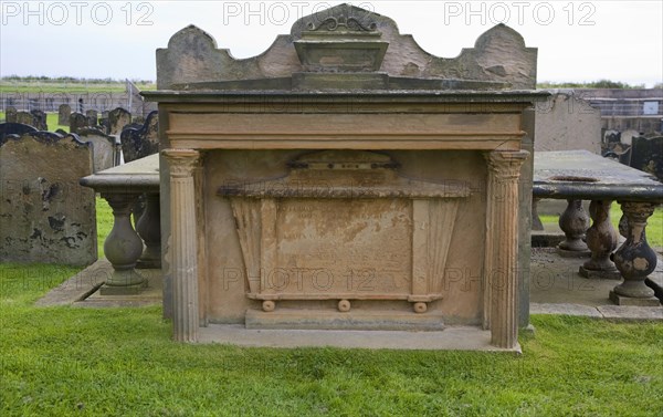 Eighteenth and nineteenth century gravestones at Tynemouth priory, Northumberland, England, United Kingdom, Europe