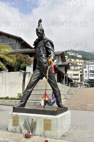 Memorial to Freddie Mercury, 1946, 1991, on the Quai de la Rouvenaz, Montreux, Canton of Vaud, Switzerland, Europe