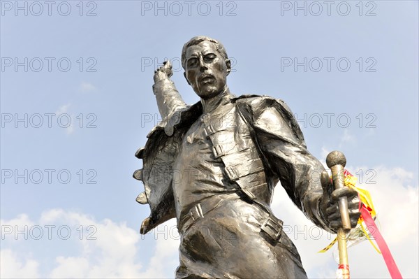 Memorial to Freddie Mercury, 1946, 1991, on the Quai de la Rouvenaz, Montreux, Canton of Vaud, Switzerland, Europe