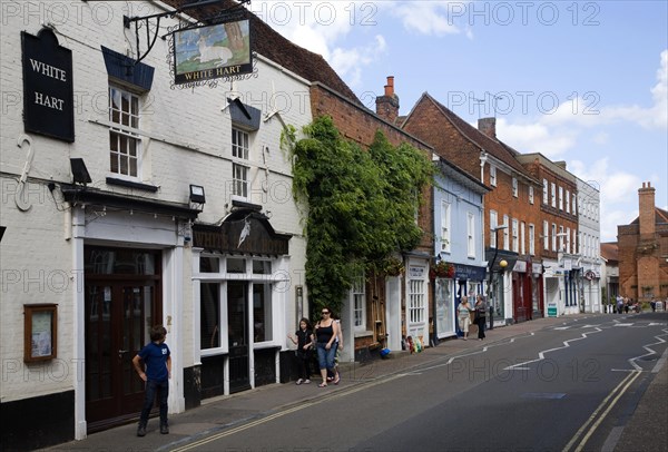 White Hart former coaching inn and historic buildings in High Street, Manningtree, Essex, England, United Kingdom, Europe