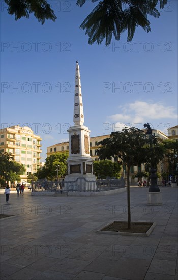 Obelisk in the historic, Plaza de la Merced, city of Malaga, Spain, Europe