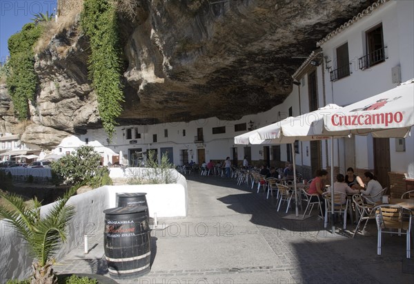 Buildings built with cave rock roof at Setenil de las Bodegas, Cadiz province, Spain, Europe