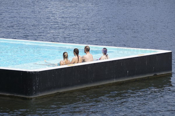 Badeschiff Berlin, a floating bathing establishment in the middle of the Spree, 23.06.2019