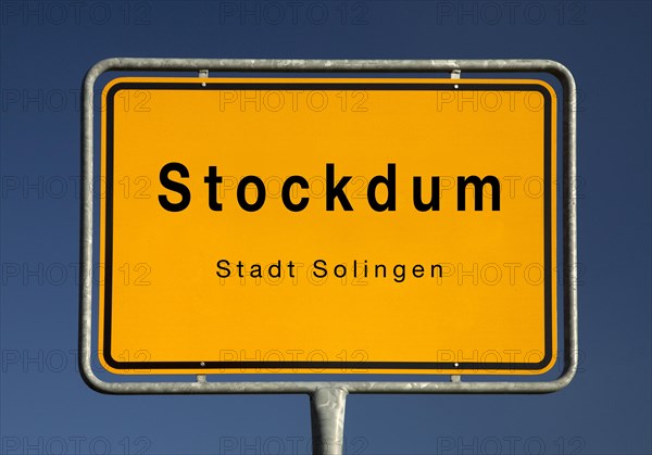 Place name sign Stockdum, three residential areas in Solingen, Bergisches Land, North Rhine-Westphalia, Germany, Europe