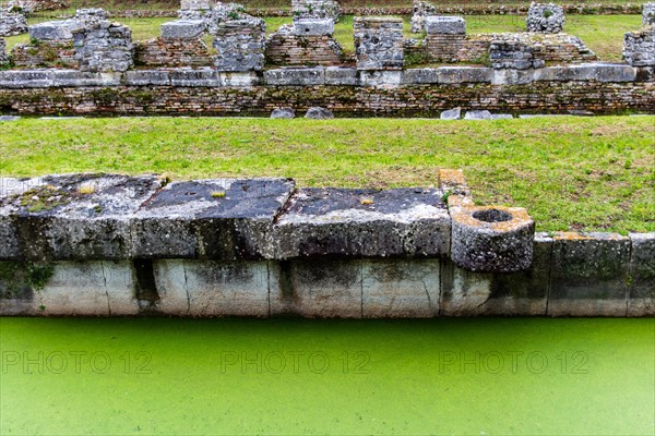 Pier ring, inland harbour, one of the best-preserved Roman port facilities, UNESCO World Heritage Site, important city in the Roman Empire, Friuli, Italy, Aquileia, Friuli, Italy, Europe