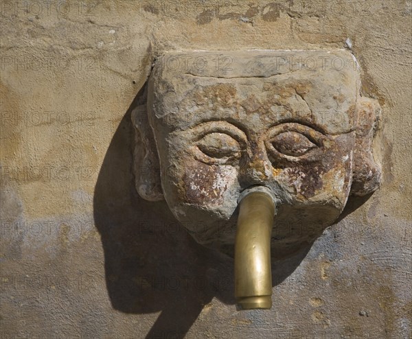 Stone water fountain face village of Grazalema, Cadiz province, Spain, Europe