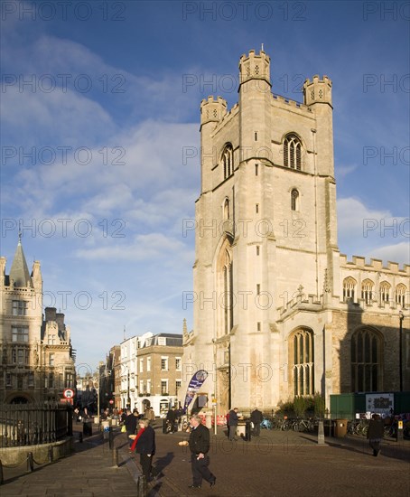 Historic tower of Great St Mary's church, Cambridge university, Cambridge, England, United Kingdom, Europe