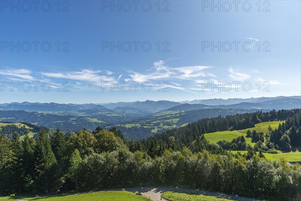 Alpine view from the Pfaender, 1064m, local mountain of Bregenz, Vorarlberg, Alps, Austria, Europe