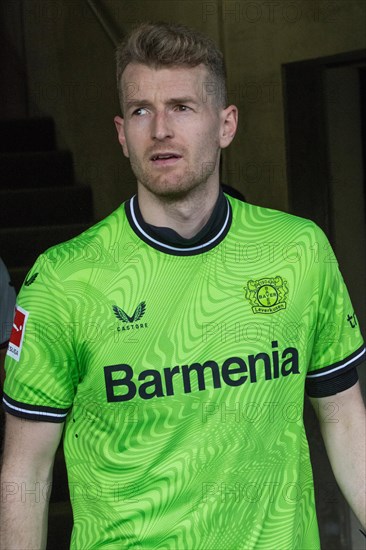 Football match, goalkeeper and captain Lukas HRADECKY Bayer Leverkusen, Voith-Arena football stadium, Heidenheim